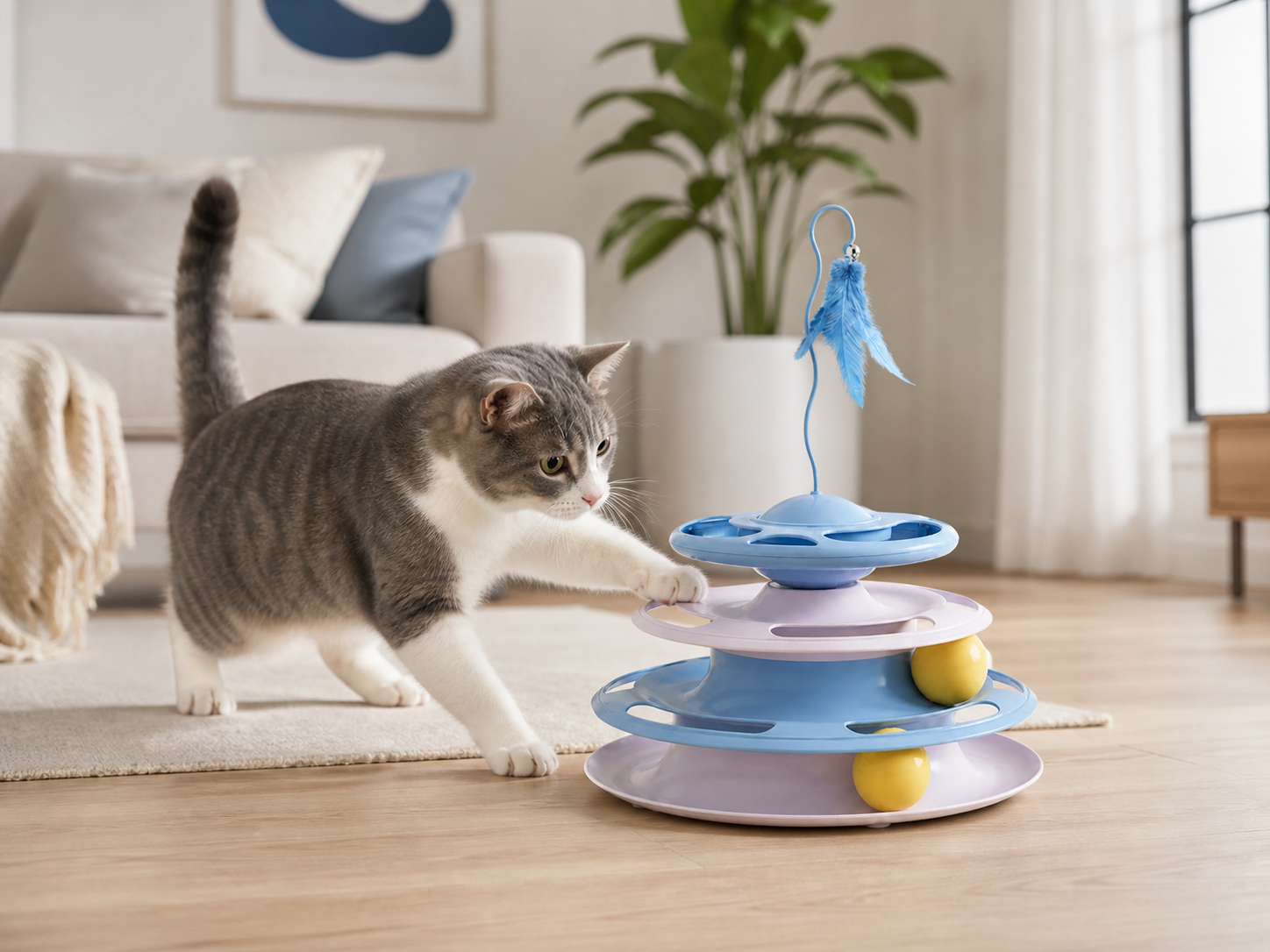 Four-Level Track & Feather Toy