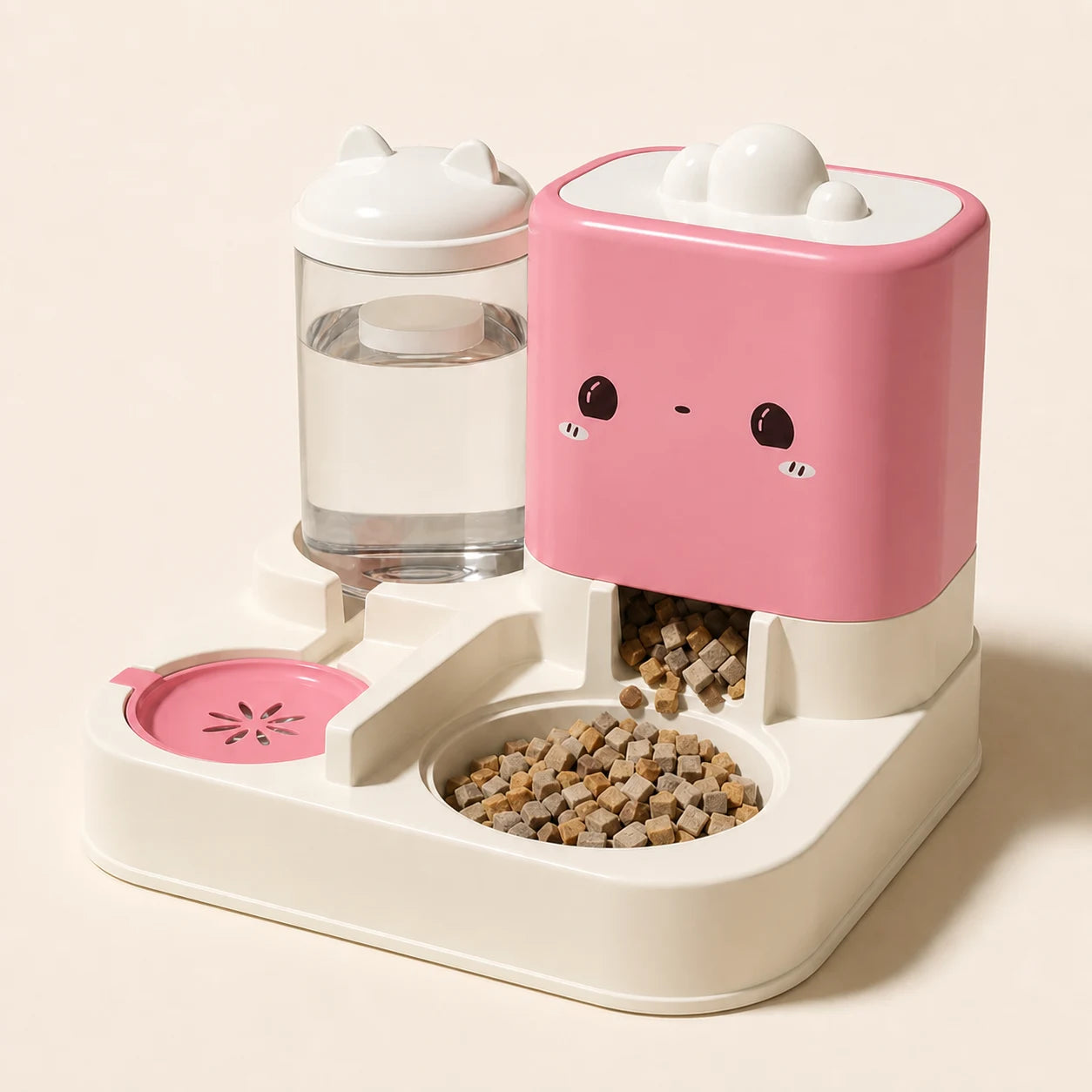 Cartoon Feed & Water Station in cherry pink