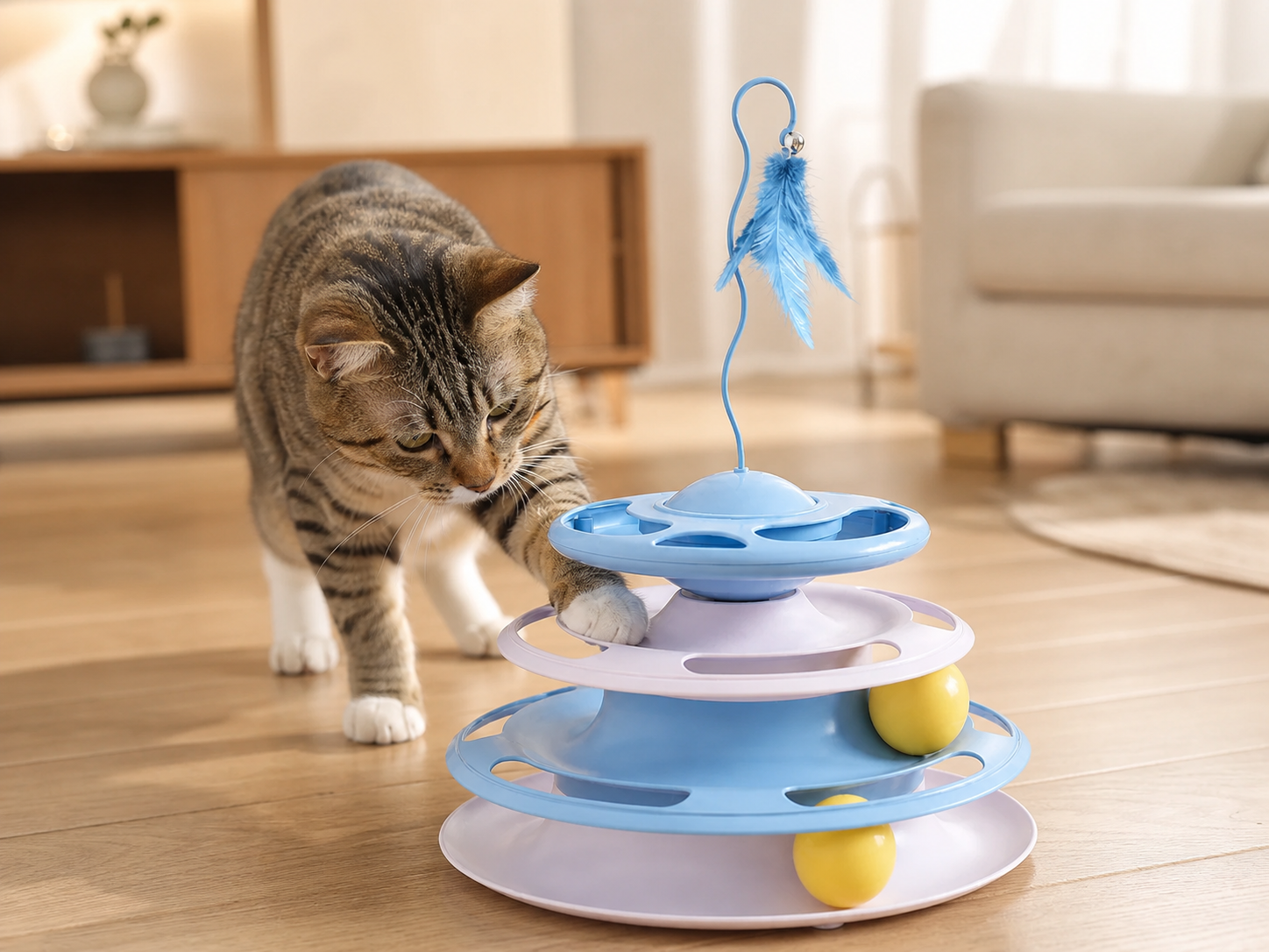 Four-Level Track & Feather Toy
