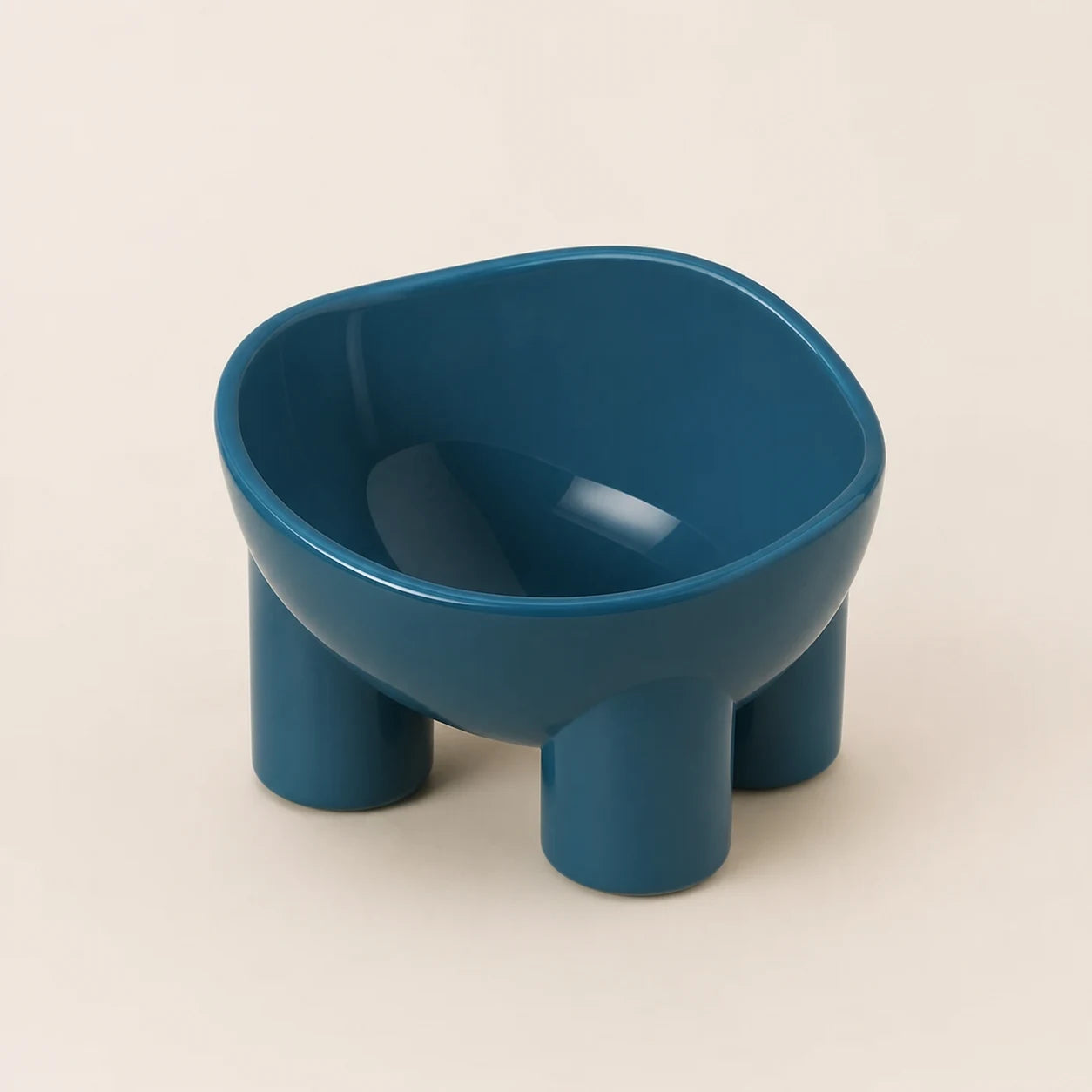 Raised Elephant-Leg Cat Bowl in blue