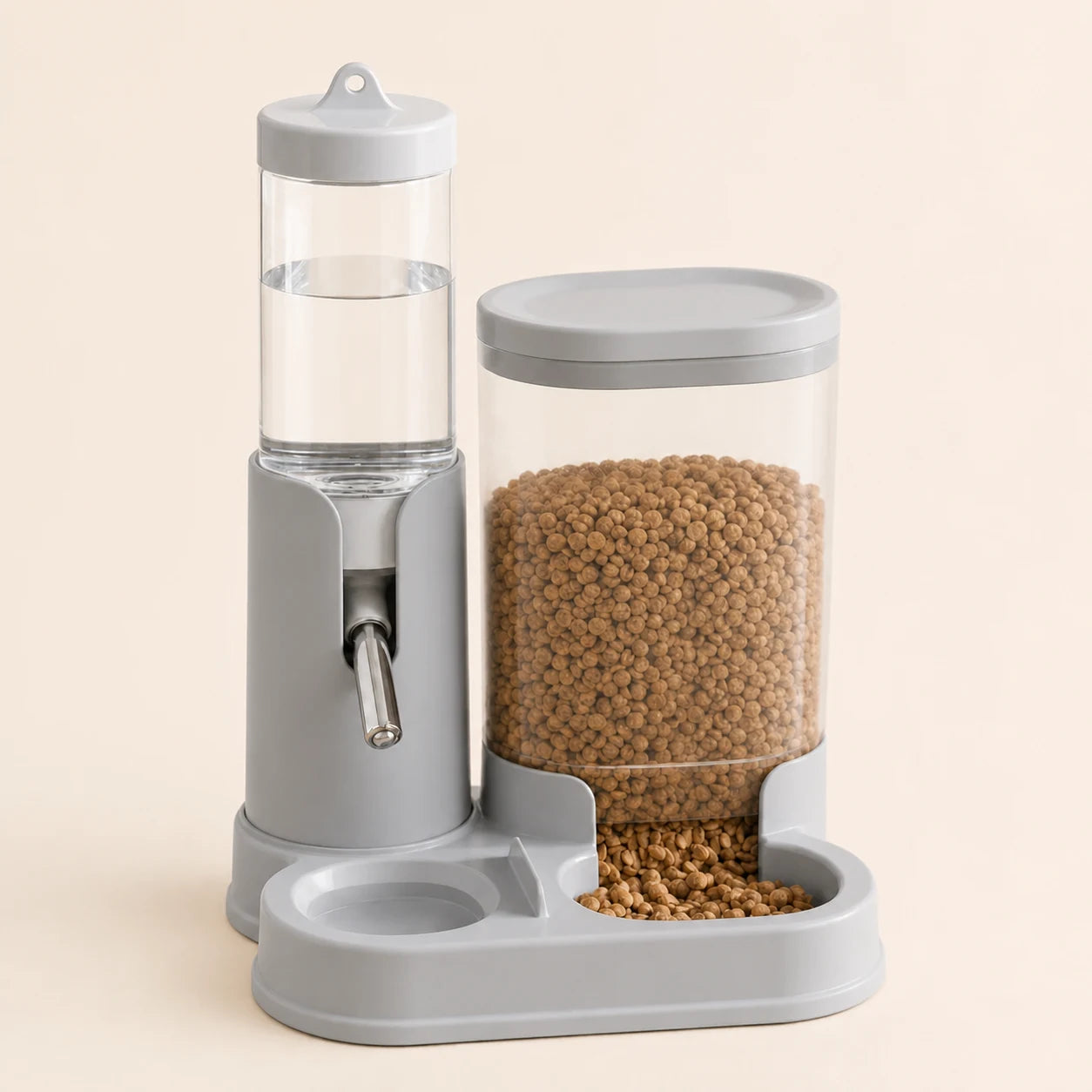Two-in-One Food & Water Station in gray
